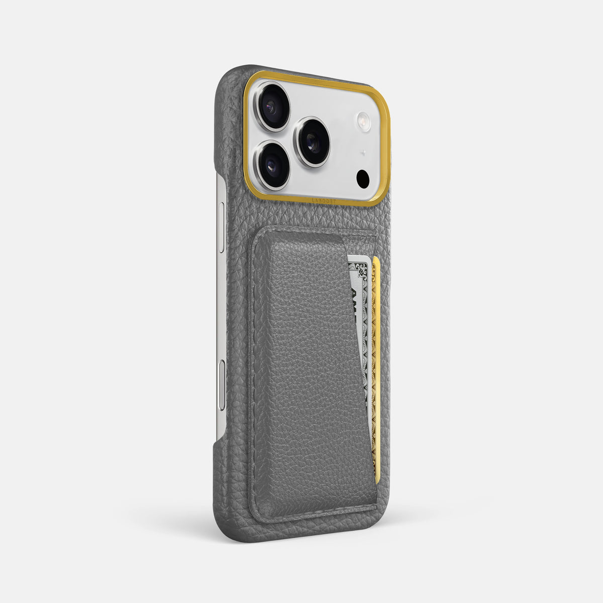 Double Card Case For iPhone 17 Pro Max In Calf -2 | Souris-Gold