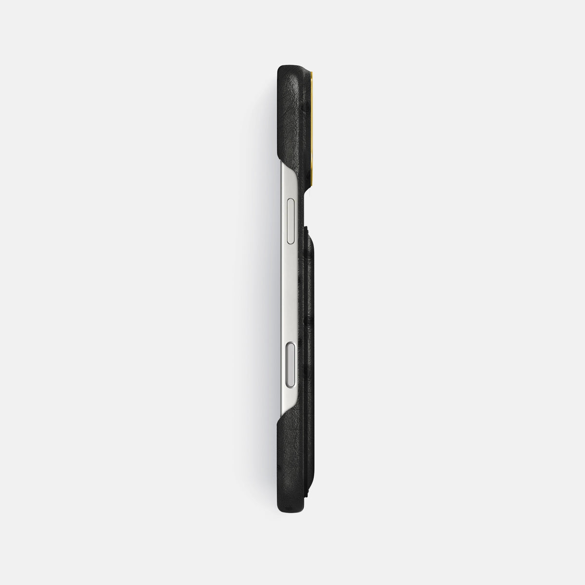 Double Card Case For iPhone 17 Pro Max In Ostrich -3 | Black-Gold
