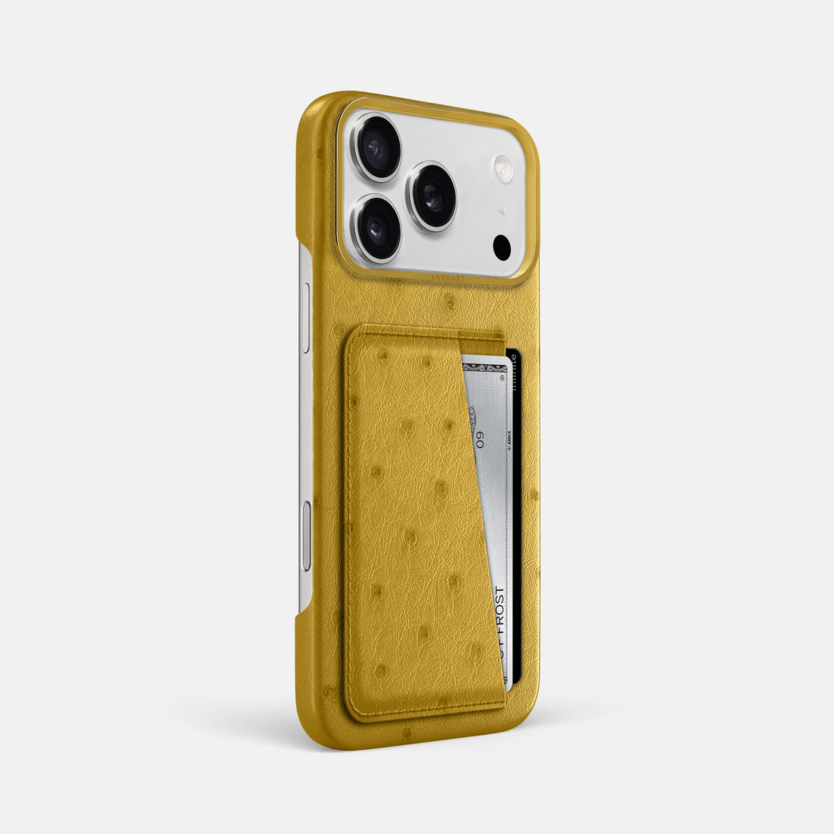 Double Card Case For iPhone 17 Pro Max In Ostrich -2 | Gold-Gold