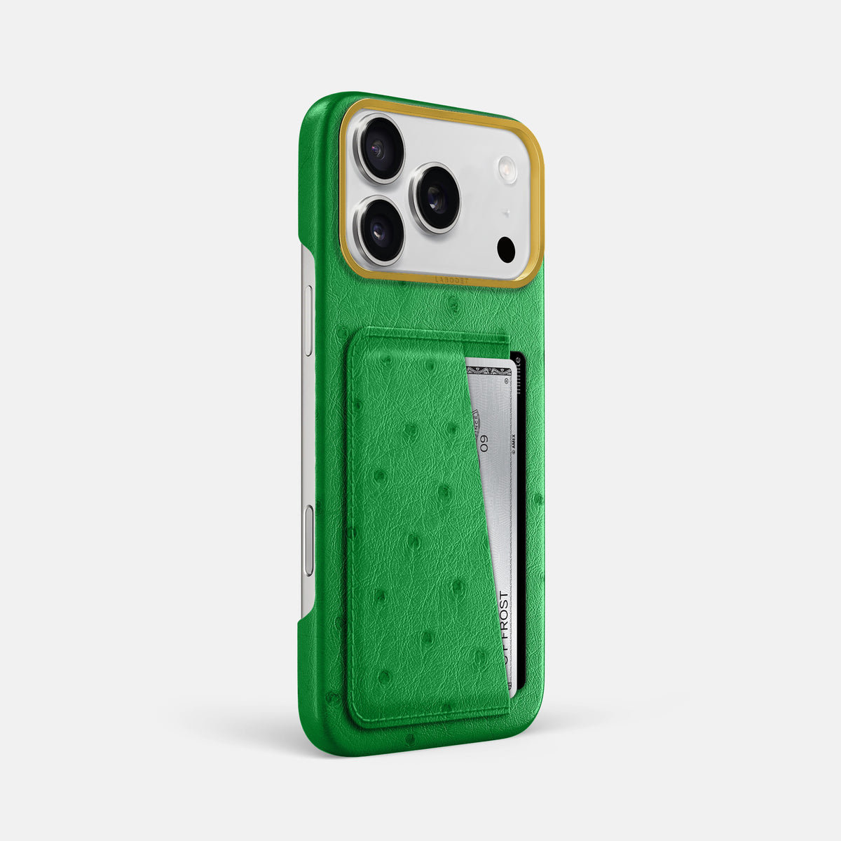 Double Card Case For iPhone 17 Pro Max In Ostrich -2 | Kentucky-Green-Gold