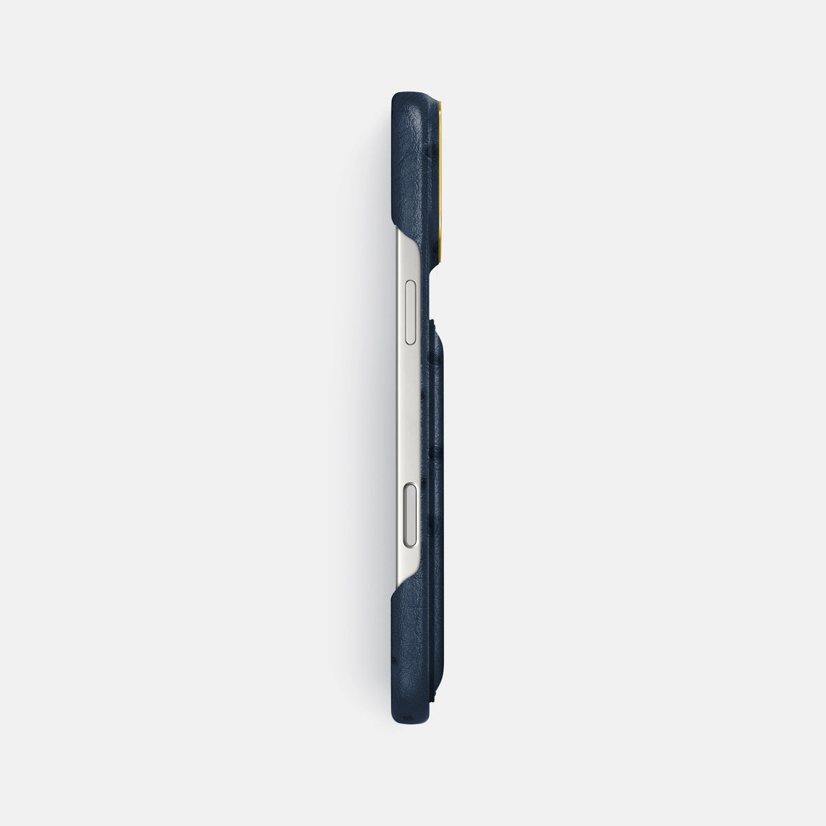 Double Card Case For iPhone 17 Pro Max In Ostrich -3 | Navy-Blue-Gold