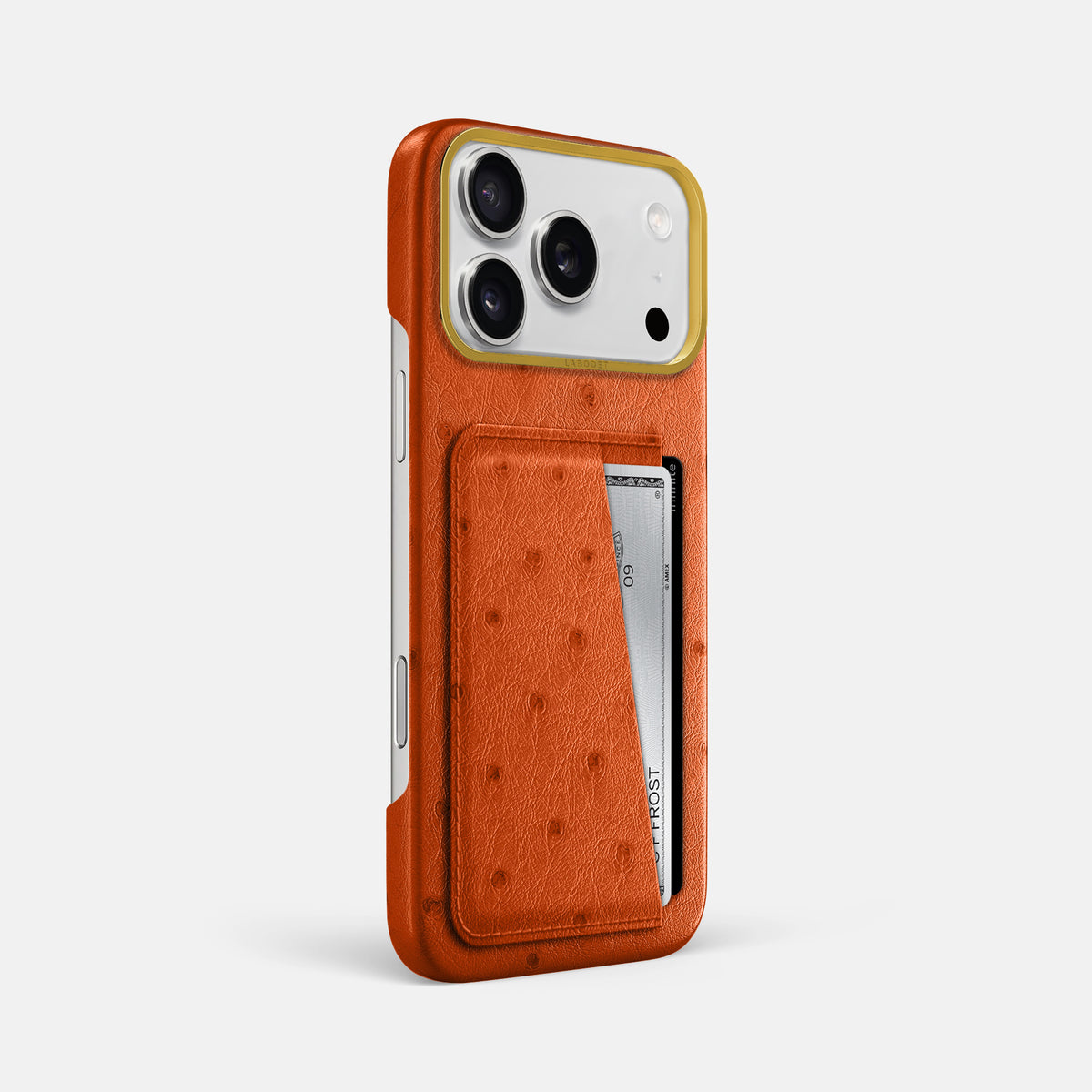 Double Card Case For iPhone 17 Pro Max In Ostrich -2 | Orange-Gold