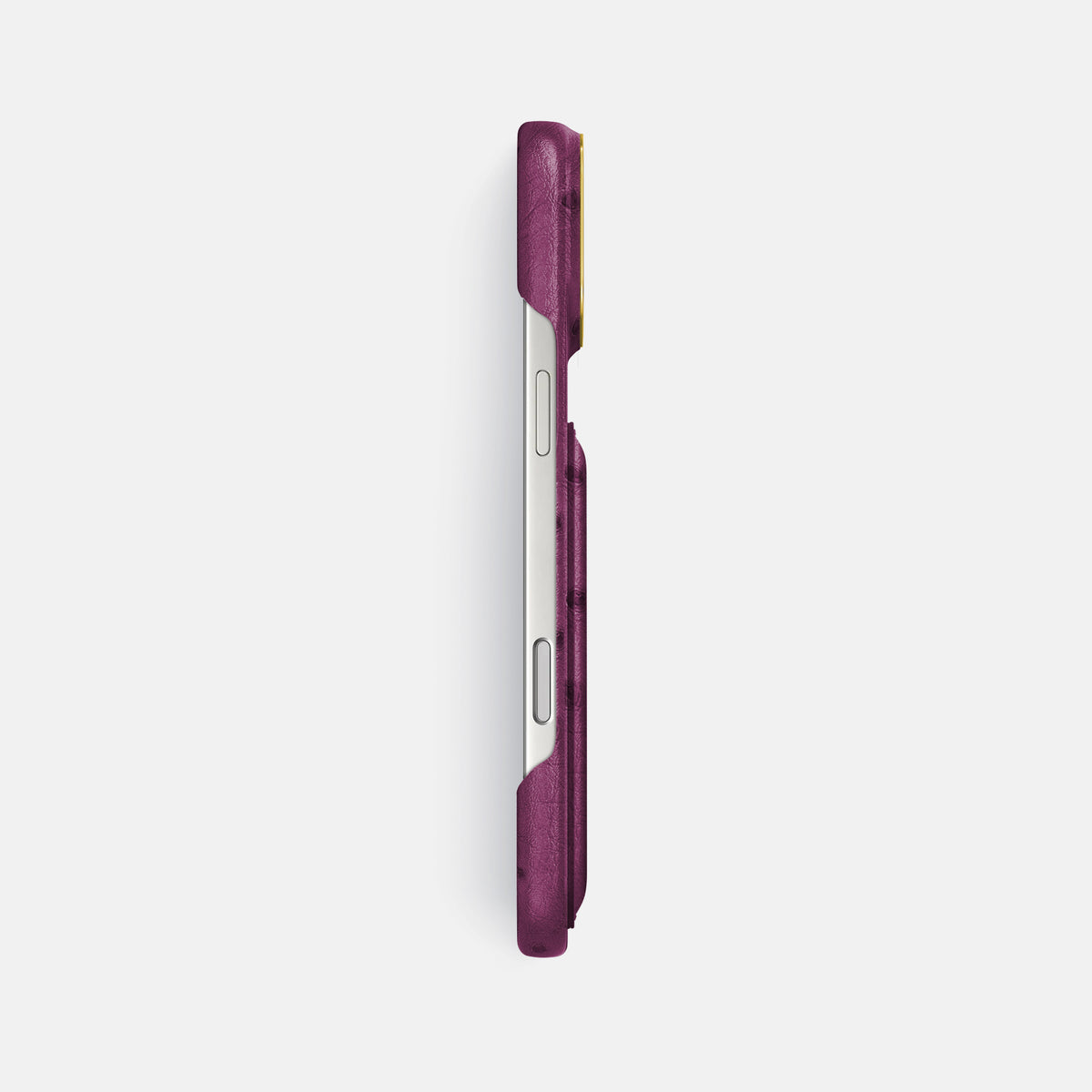 Double Card Case For iPhone 17 Pro Max In Ostrich -3 | Purple-Gold