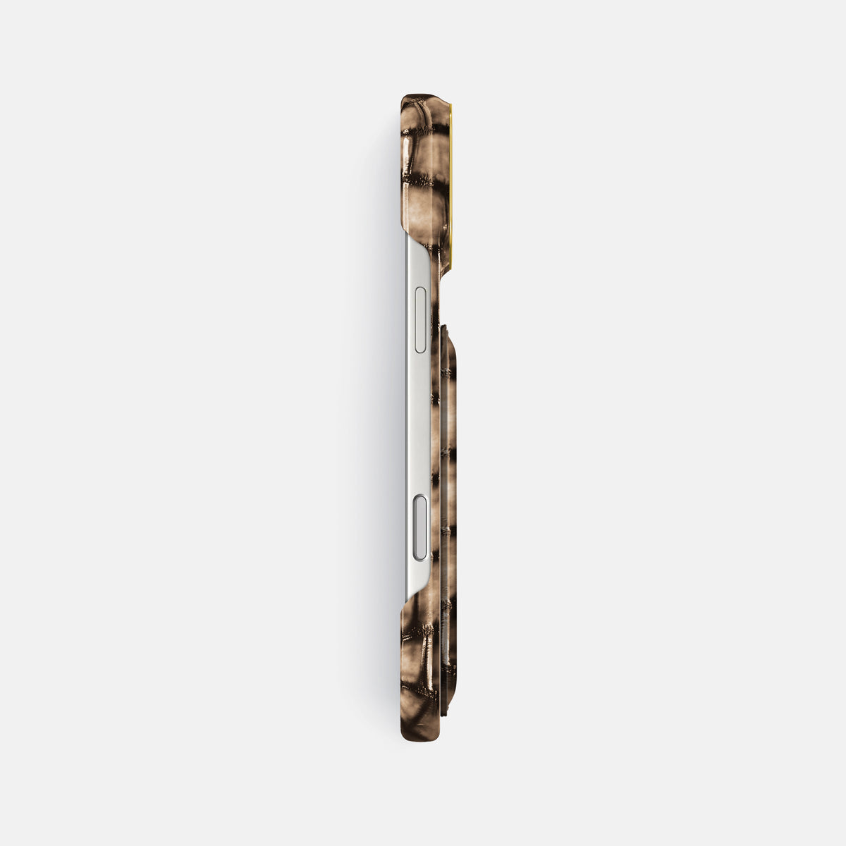 Double Card Case For iPhone 17 Pro Max In Patina Alligator -3 | Etoupe-Gold
