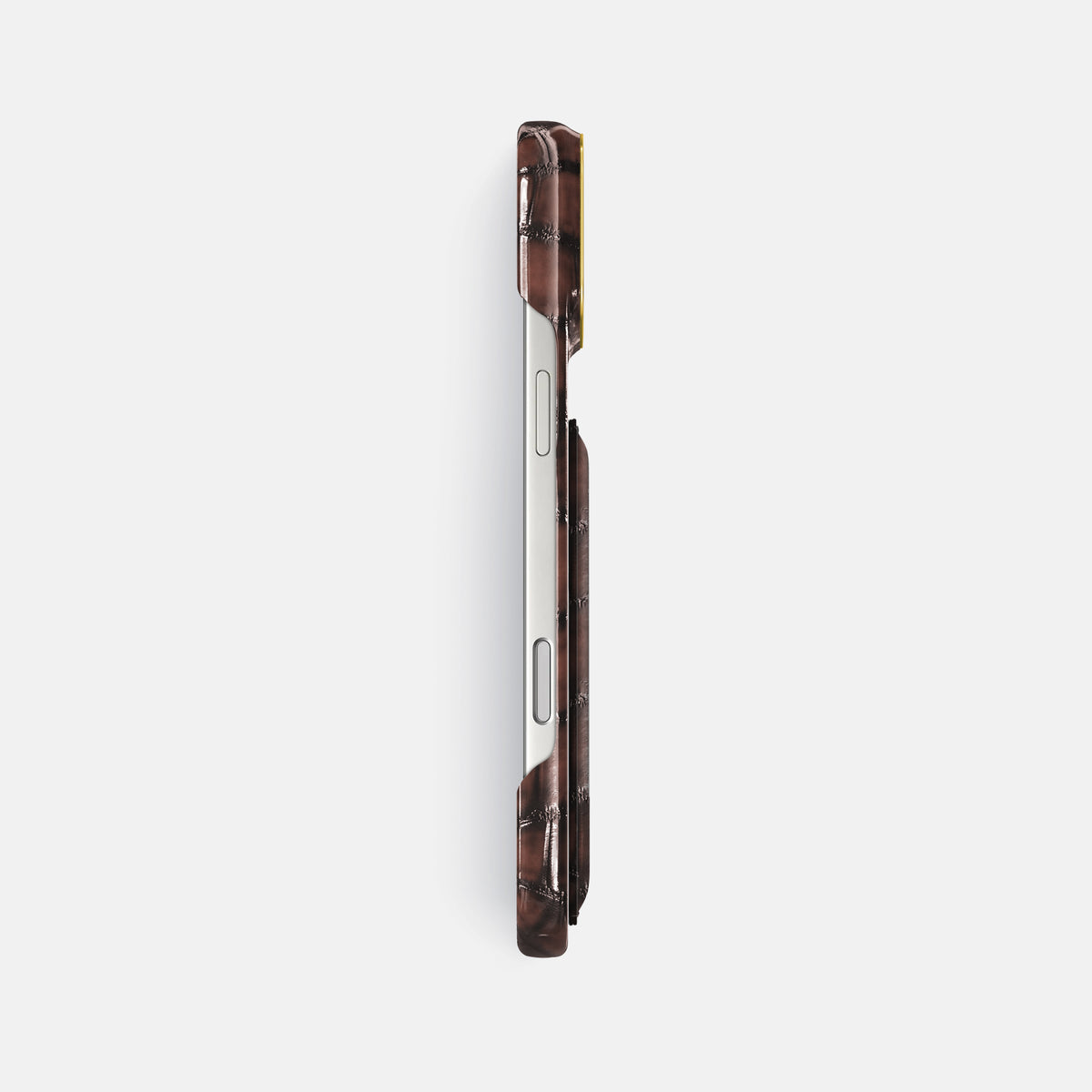 Double Card Case For iPhone 17 Pro Max In Patina Alligator -3 | Havana-Brown-Gold