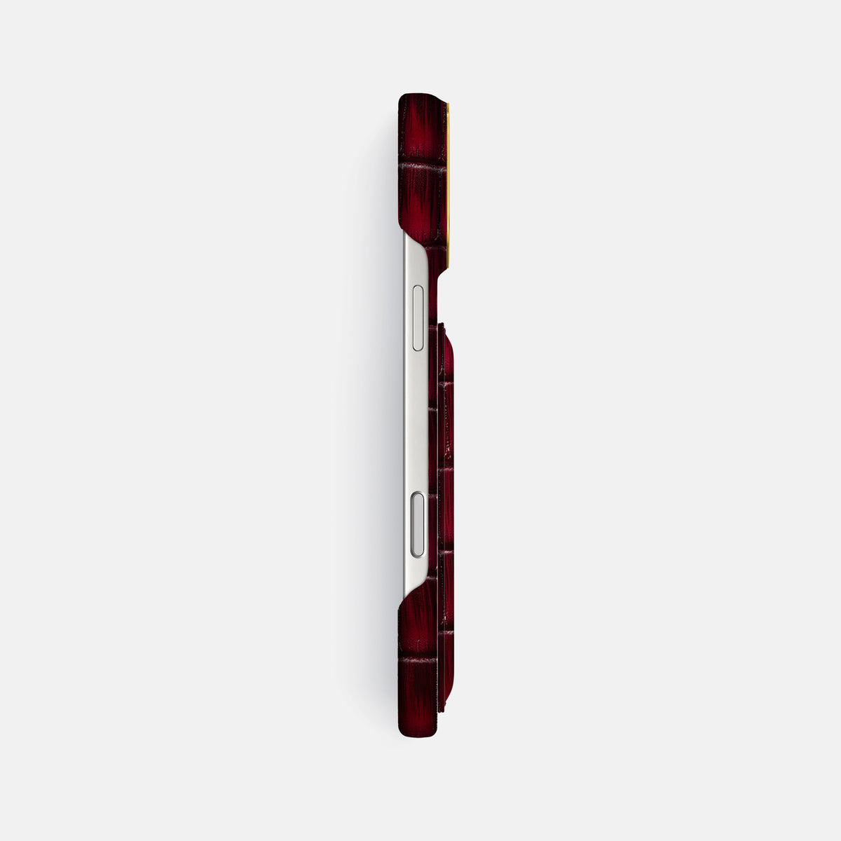 Double Card Case For iPhone 17 Pro Max In Patina Alligator -3 | Havana-Burgundy-Gold