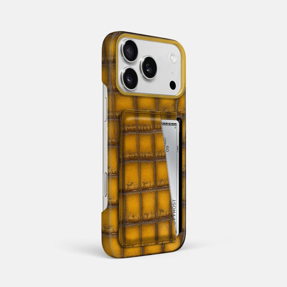 Double Card Case For iPhone 17 Pro Max In Patina Alligator -2 | Sydney-Gold