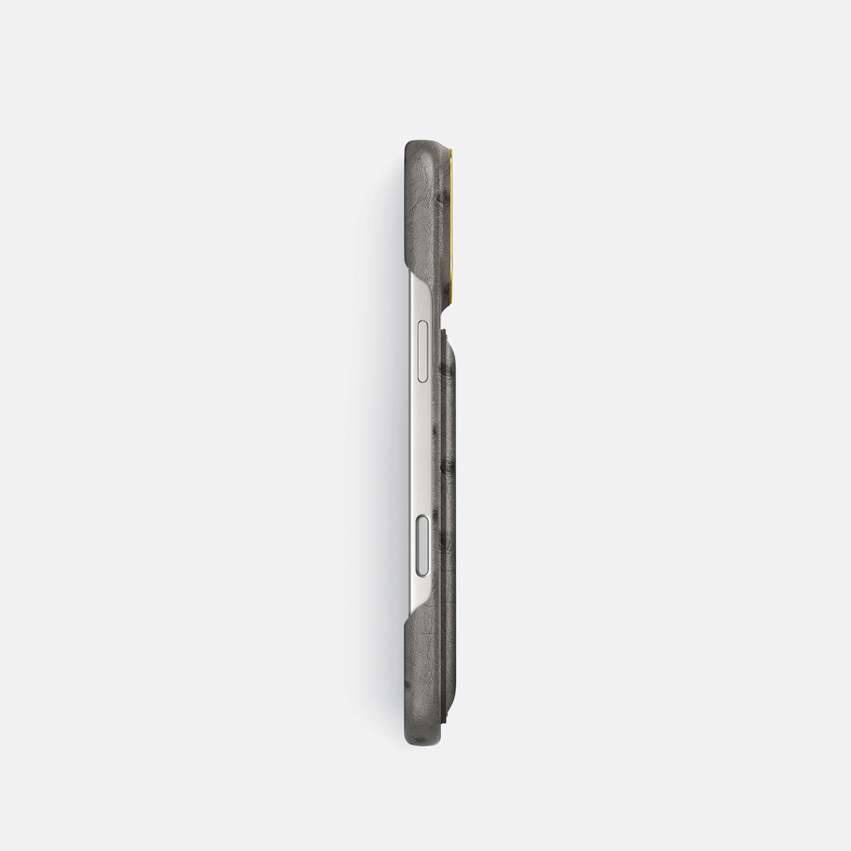Double Card Case For iPhone 17 Pro In Ostrich -3 | Grey-Gold