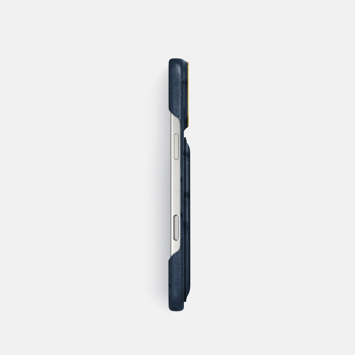 Double Card Case For iPhone 17 Pro In Ostrich -3 | Navy-Blue-Gold