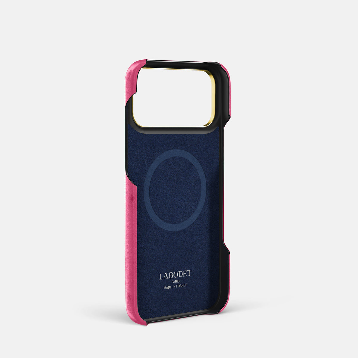 Double Card Case For iPhone 17 Pro In Ostrich -4 | Pink-Gold