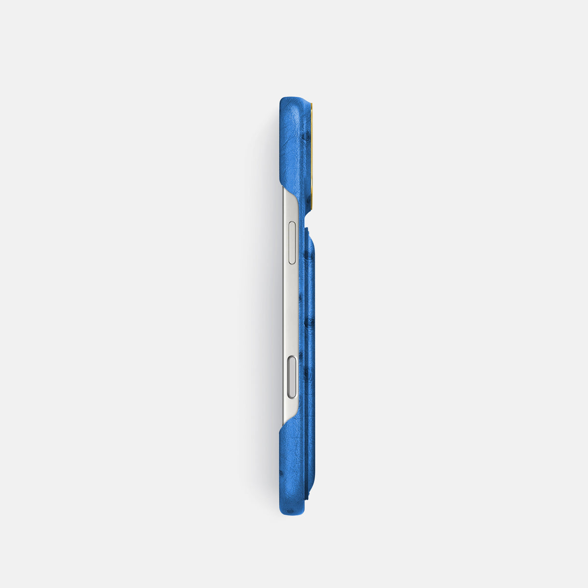 Double Card Case For iPhone 17 Pro In Ostrich -3 | Royal-Blue-Gold