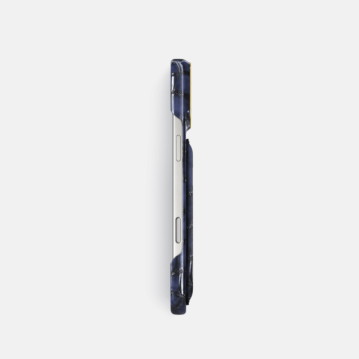 Double Card Case For iPhone 17 Pro In Patina Alligator -3 | Havana-Blue-Gold