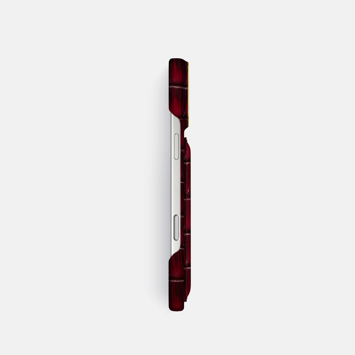 Double Card Case For iPhone 17 Pro In Patina Alligator -3 | Havana-Burgundy-Gold