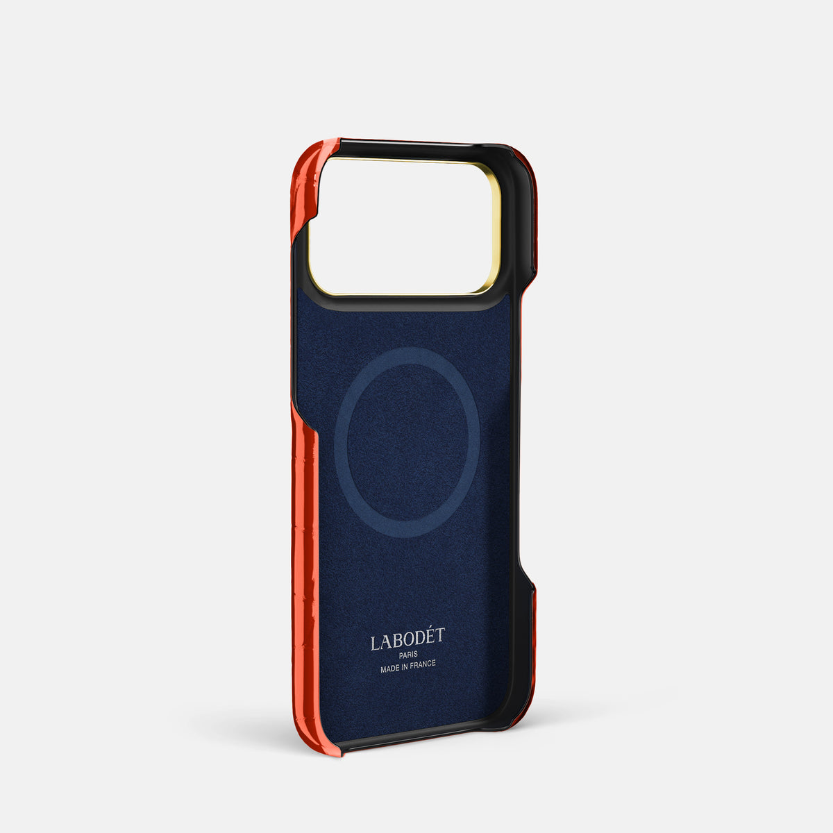 Double Card Case For iPhone 17 Pro In Shiny Alligator -4 | Orange-Gold