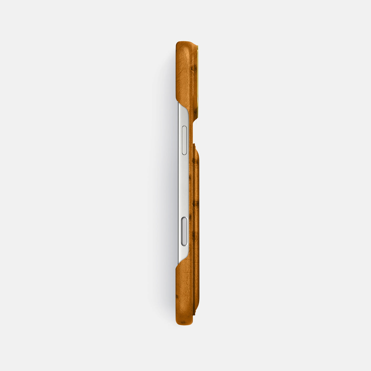 Double Card Case For iPhone 18 Pro Max In Ostrich -3 | Chestnut-Gold