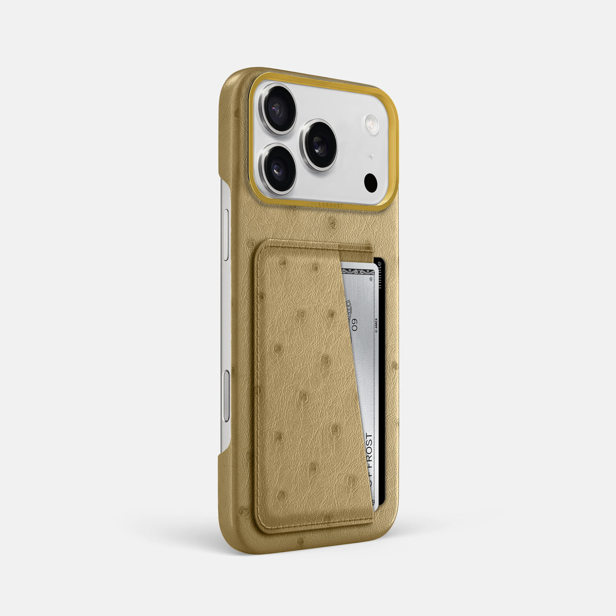 Double Card Case For iPhone 18 Pro Max In Ostrich -2 | Desert-Sand-Gold