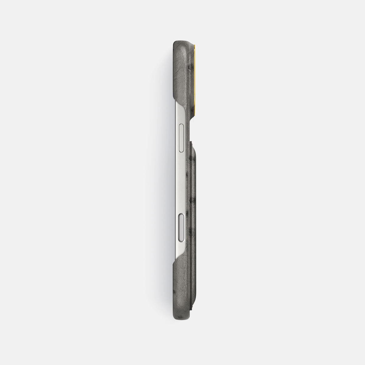 Double Card Case For iPhone 18 Pro Max In Ostrich -3 | Grey-Gold