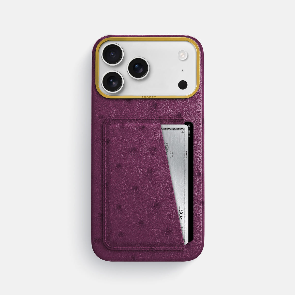 Double Card Case For iPhone 18 Pro Max In Ostrich -1 | Purple-Gold