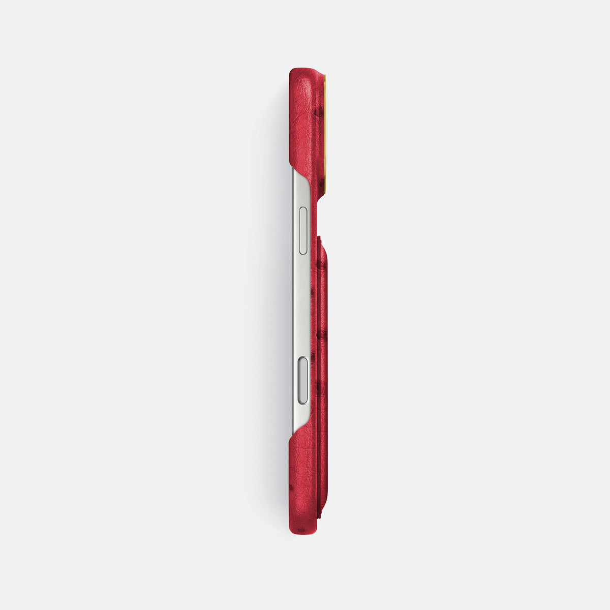 Double Card Case For iPhone 18 Pro Max In Ostrich -3 | Red-Gold