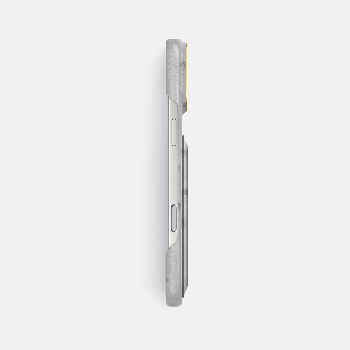 Double Card Case For iPhone 18 Pro Max In Ostrich -3 | White-Gold
