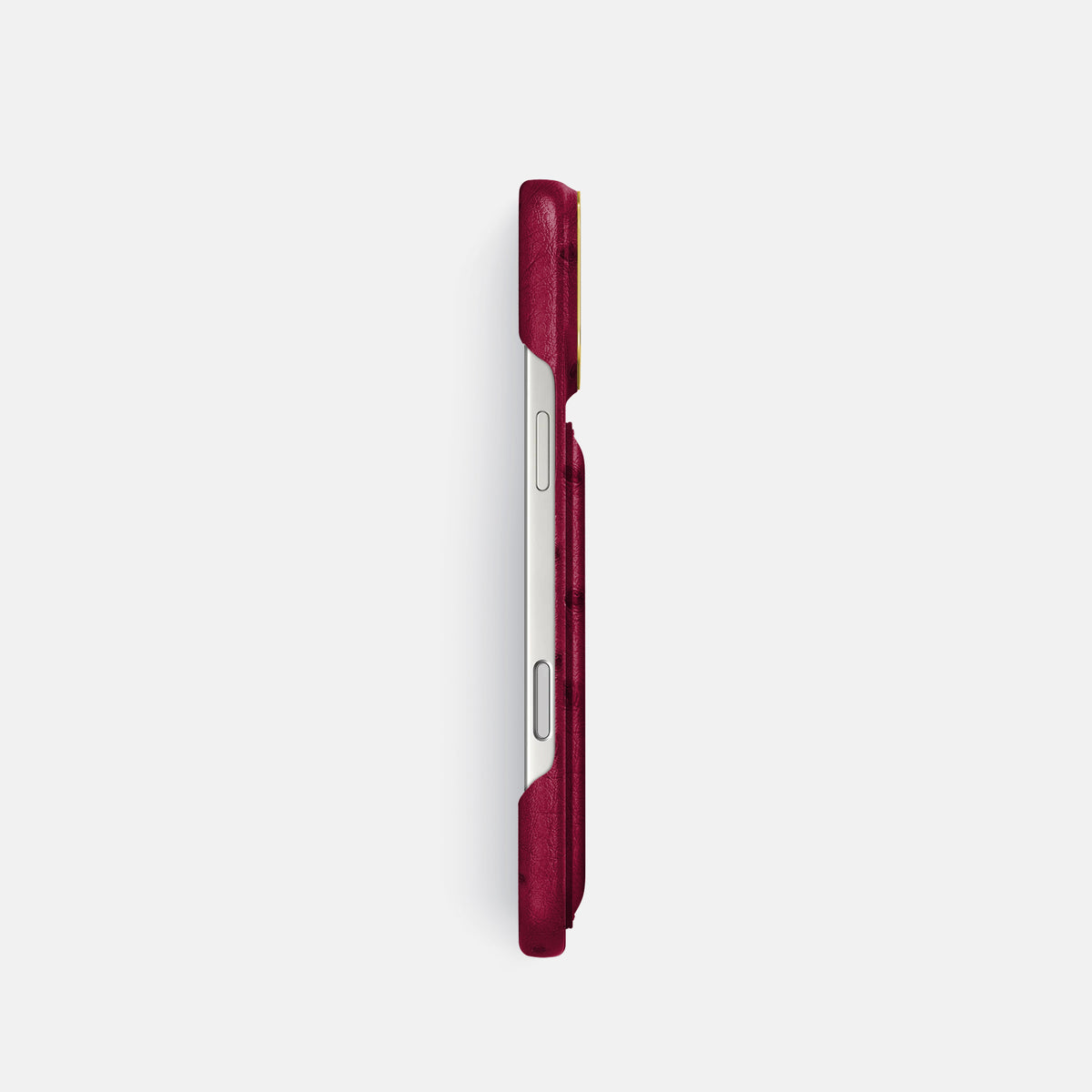 Double Card Case For iPhone 18 Pro In Ostrich -3 | Bordeaux-Gold