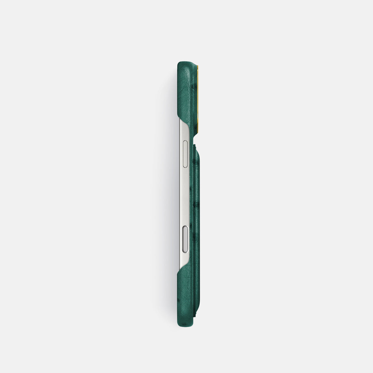 Double Card Case For iPhone 18 Pro In Ostrich -3 | Forest-Green-Gold