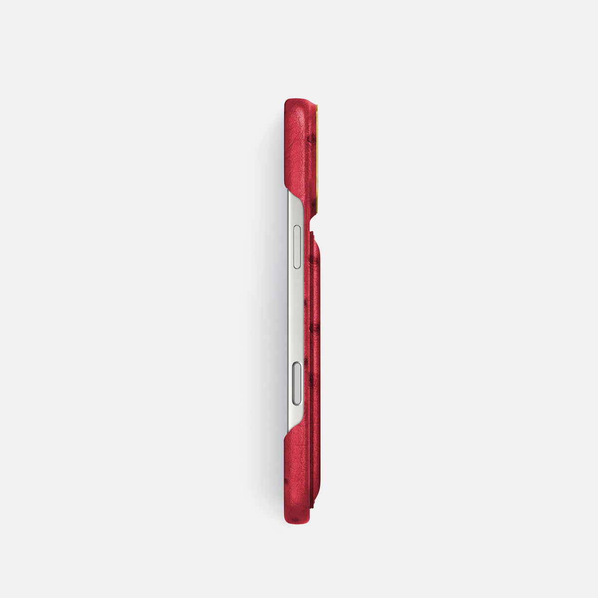 Double Card Case For iPhone 18 Pro In Ostrich -3 | Red-Gold