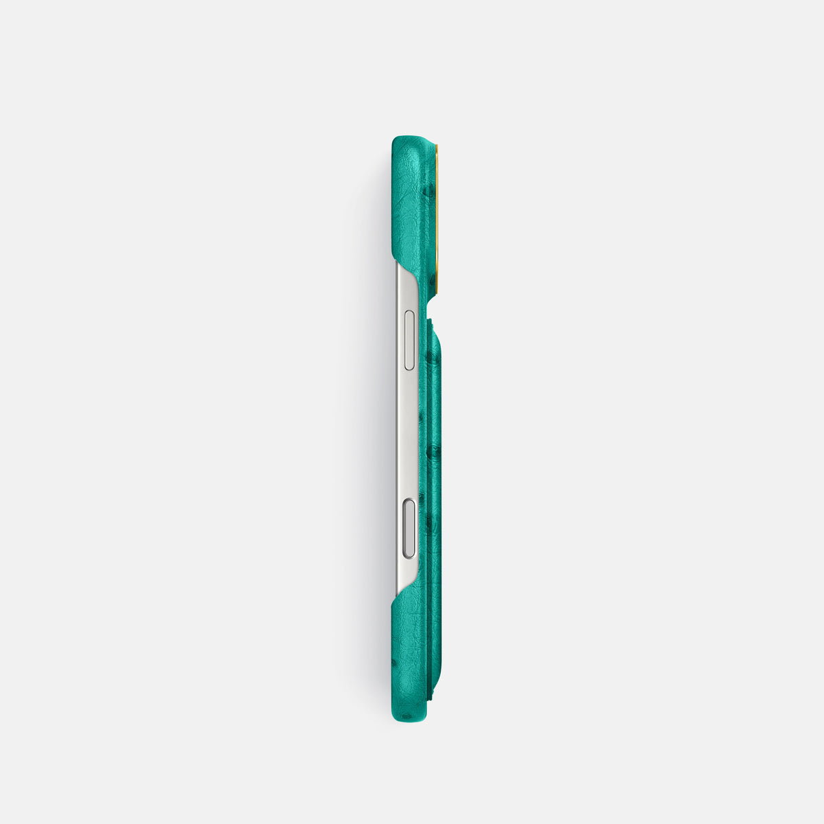 Double Card Case For iPhone 18 Pro In Ostrich -3 | Turquoise-Gold