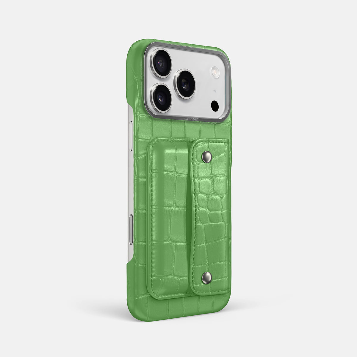 Apple-Green iPhone 17 Pro Max Envelope Case In Alligator with Steel Metal -3 | Apple-Green-Steel