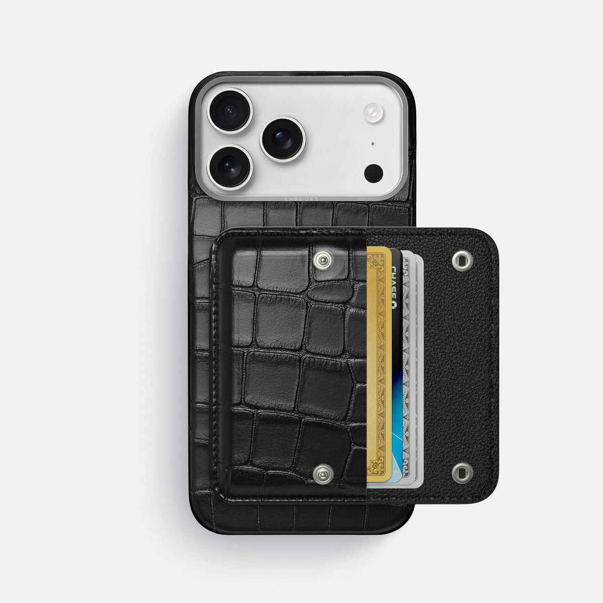 Envelope Case For iPhone 18 Pro Max In Alligator -2 | Black-Steel