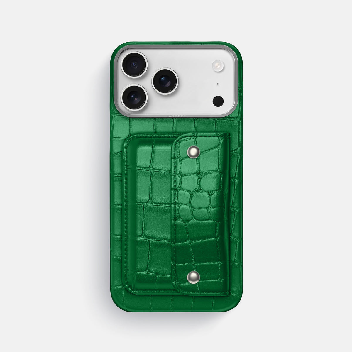 Forest-Green iPhone 17 Pro Max Envelope Case In Alligator with Steel Metal -1 | Forest-Green-Steel