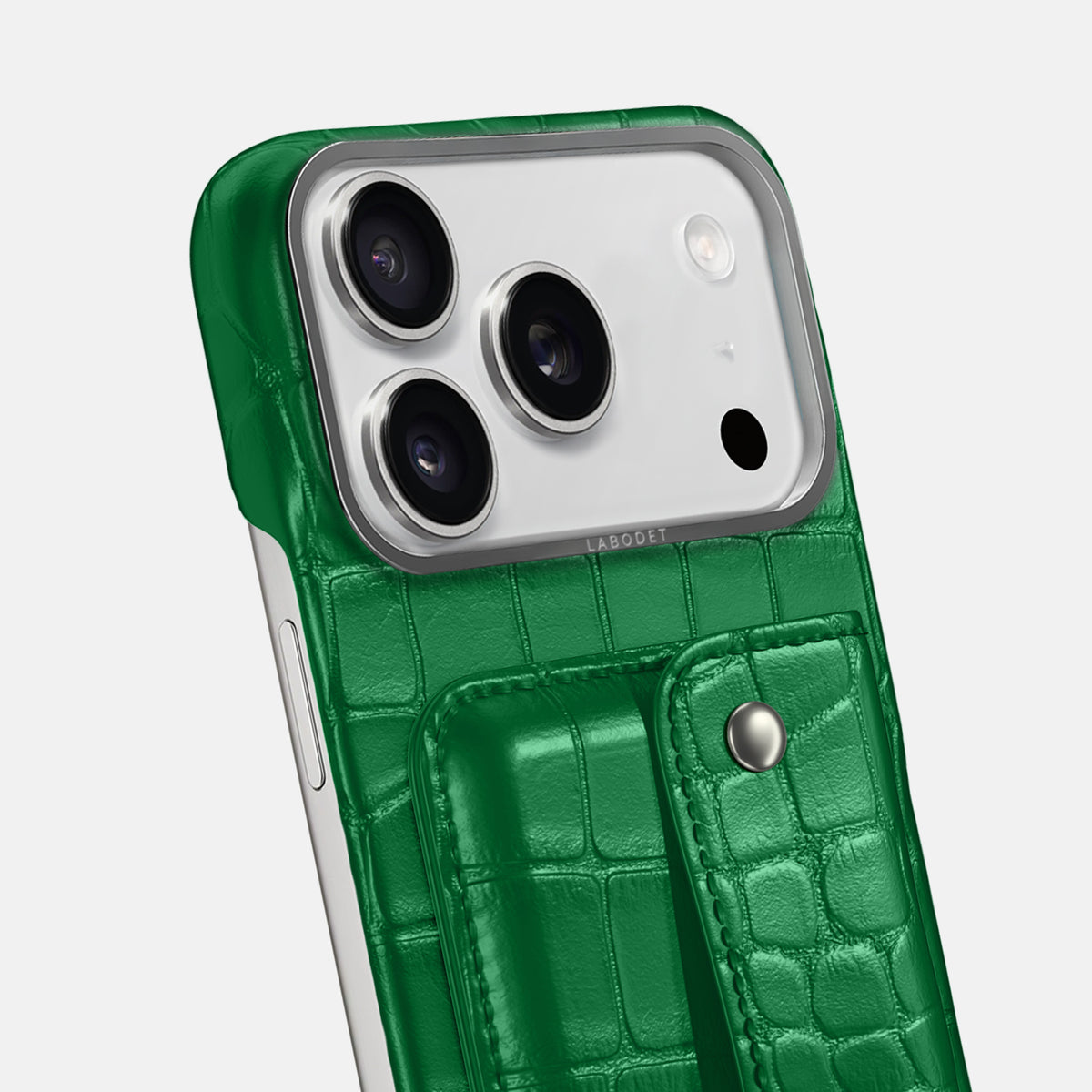 Forest-Green iPhone 17 Pro Max Envelope Case In Alligator with Steel Metal -5 | Forest-Green-Steel
