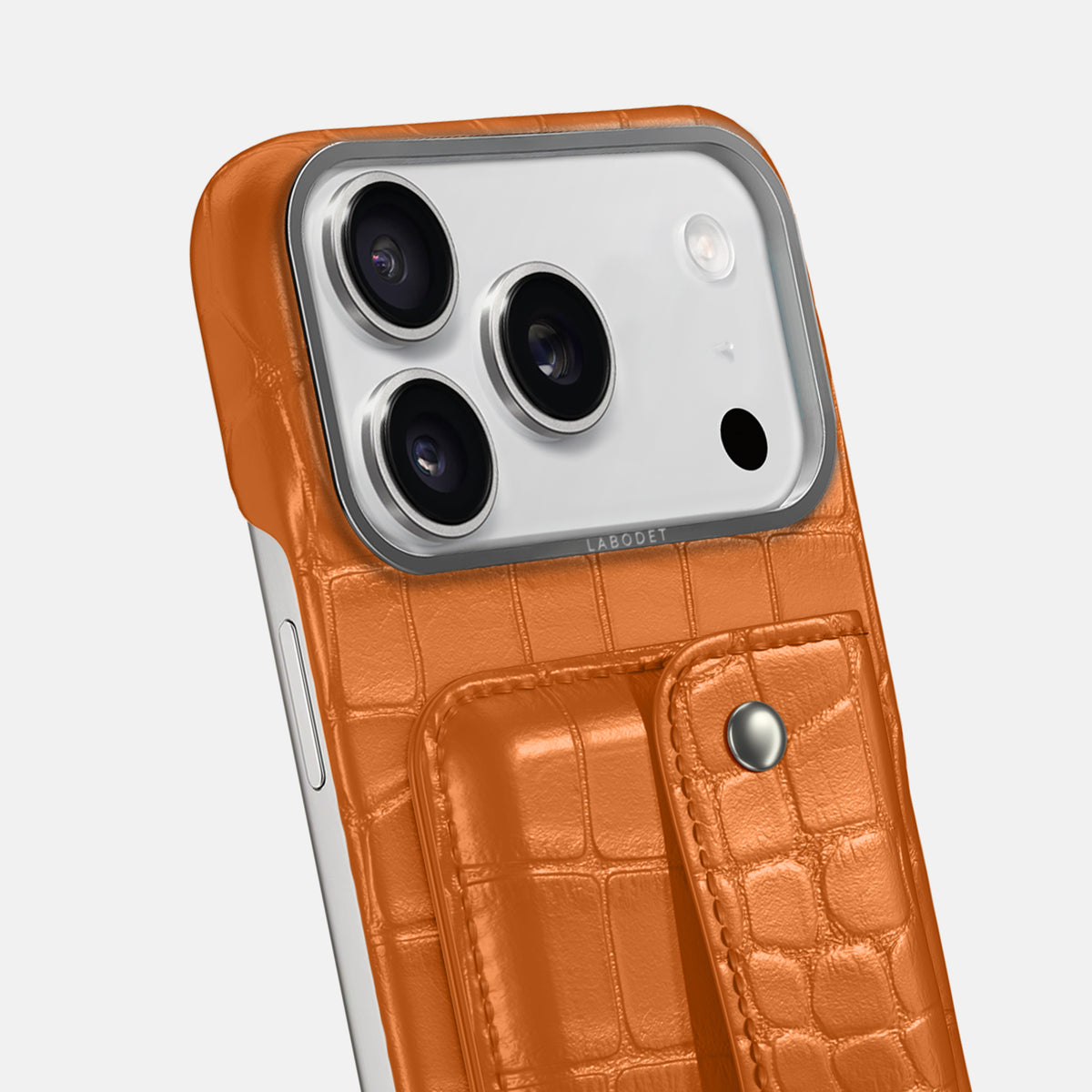 Orange iPhone 17 Pro Max Envelope Case In Alligator with Steel Metal -5 | Orange-Steel