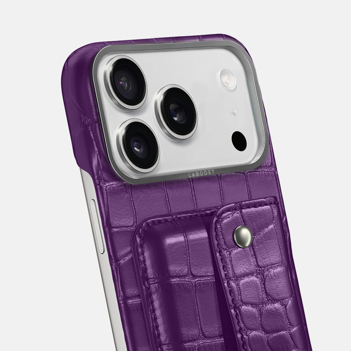 Purple iPhone 17 Pro Max Envelope Case In Alligator with Steel Metal -5 | Purple-Steel