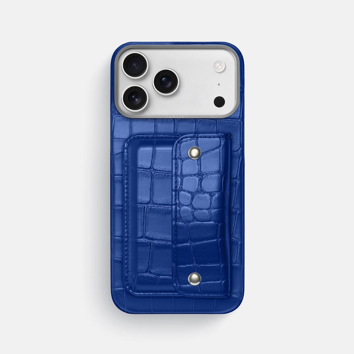 Royal Blue iPhone 17 Pro Max Envelope Case In Alligator with Steel Metal -1 | Royal-Blue-Steel