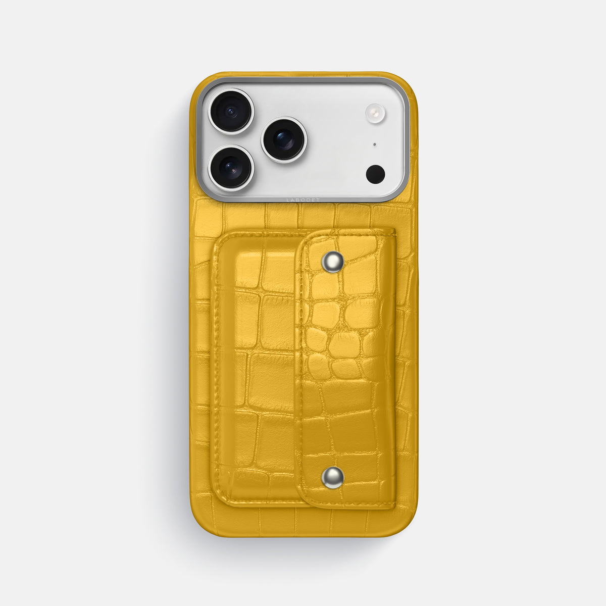 Yellow iPhone 17 Pro Max Envelope Case In Alligator with Steel Metal -1 | Yellow-Steel