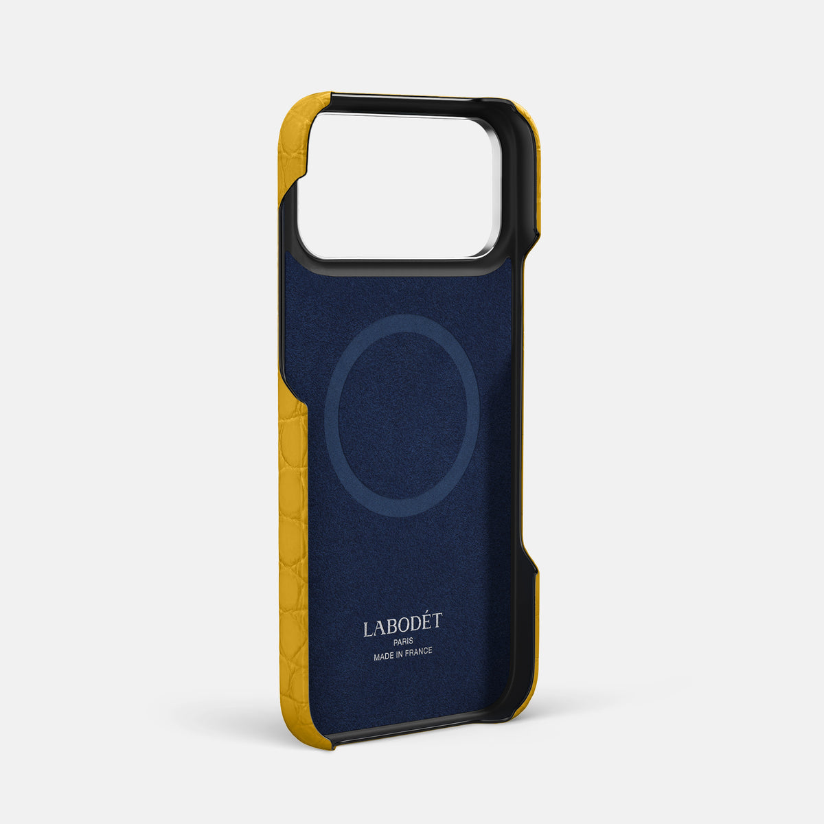 Yellow iPhone 17 Pro Max Envelope Case In Alligator with Steel Metal -4 | Yellow-Steel