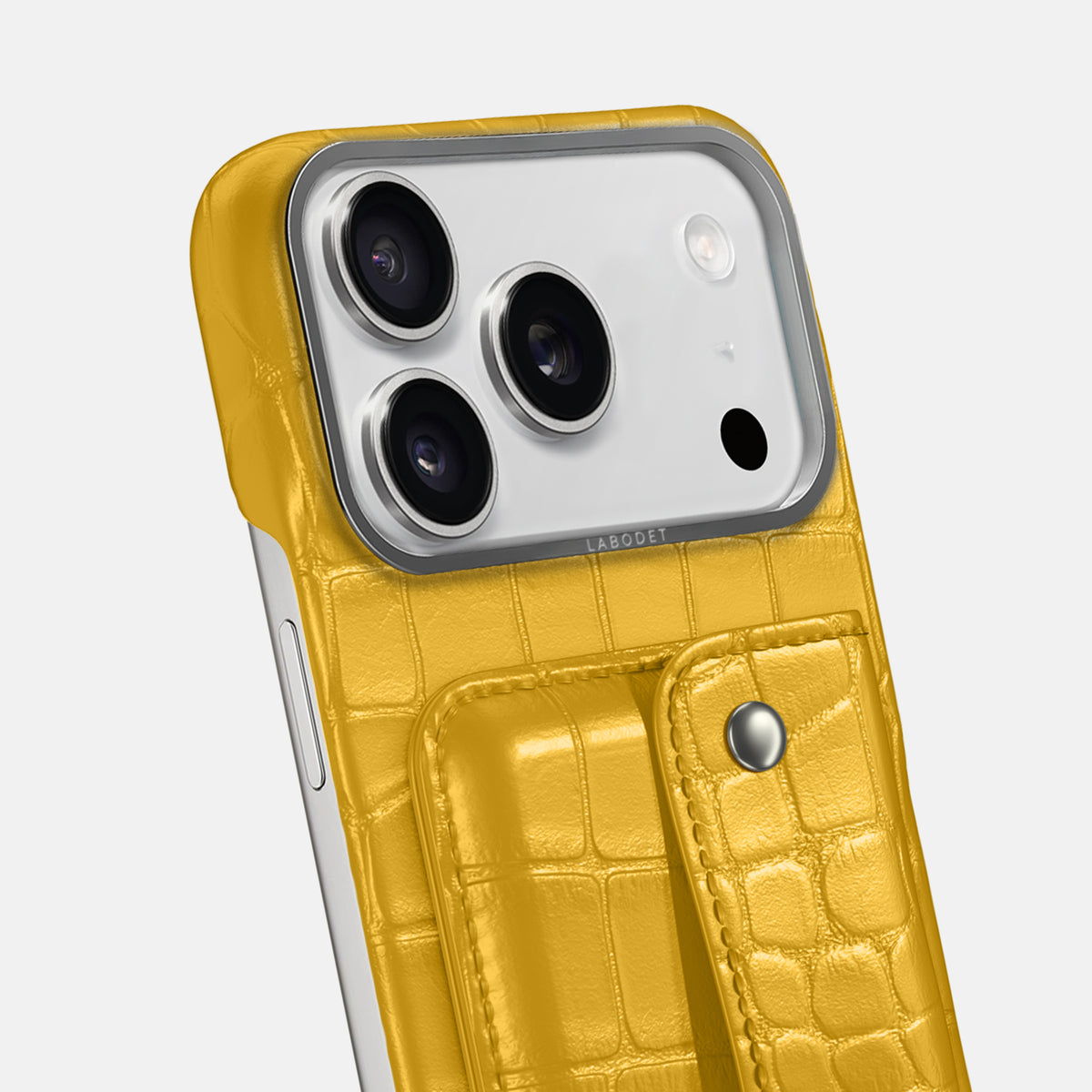 Yellow iPhone 17 Pro Max Envelope Case In Alligator with Steel Metal -5 | Yellow-Steel