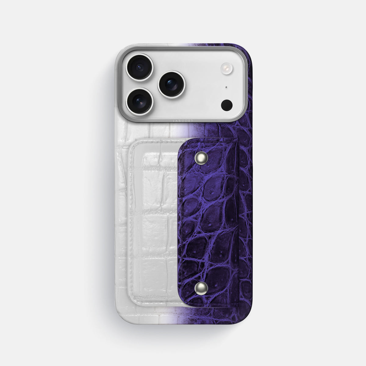 Purple iPhone 17 Pro Max Envelope Case Himalayan Crocodile with Steel Metal -1 | Purple-Steel
