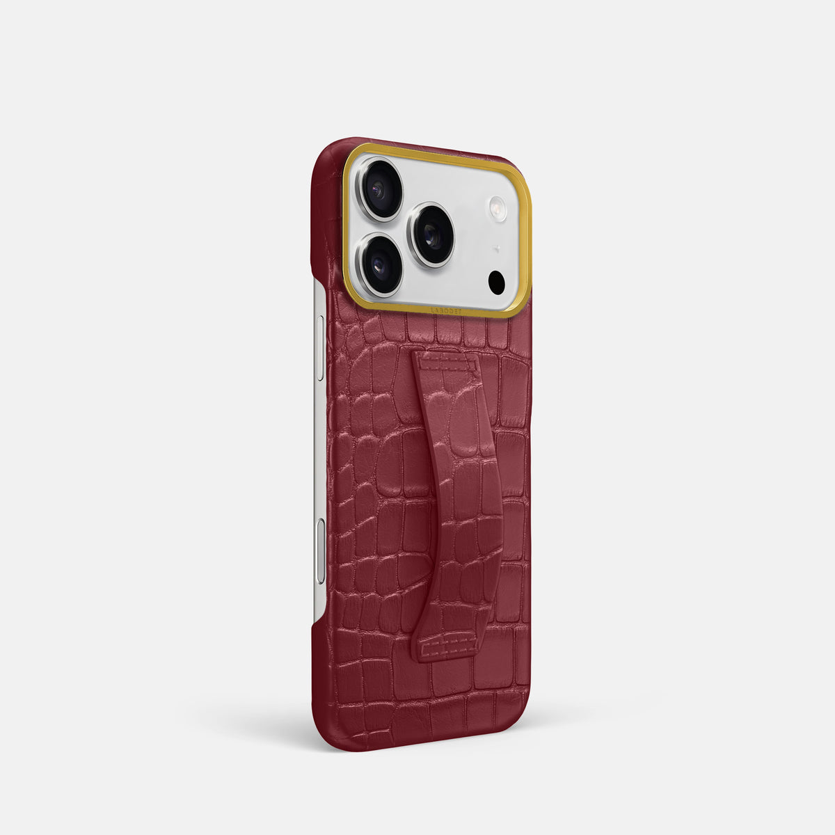 Finger Case For iPhone 17 Pro In Alligator -2 | Burgundy-Gold
