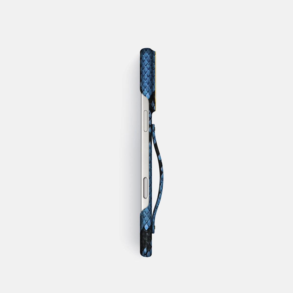 Finger Case For iPhone 17 Pro In Deluxe Python -3 | Blue-Jeans-Gold