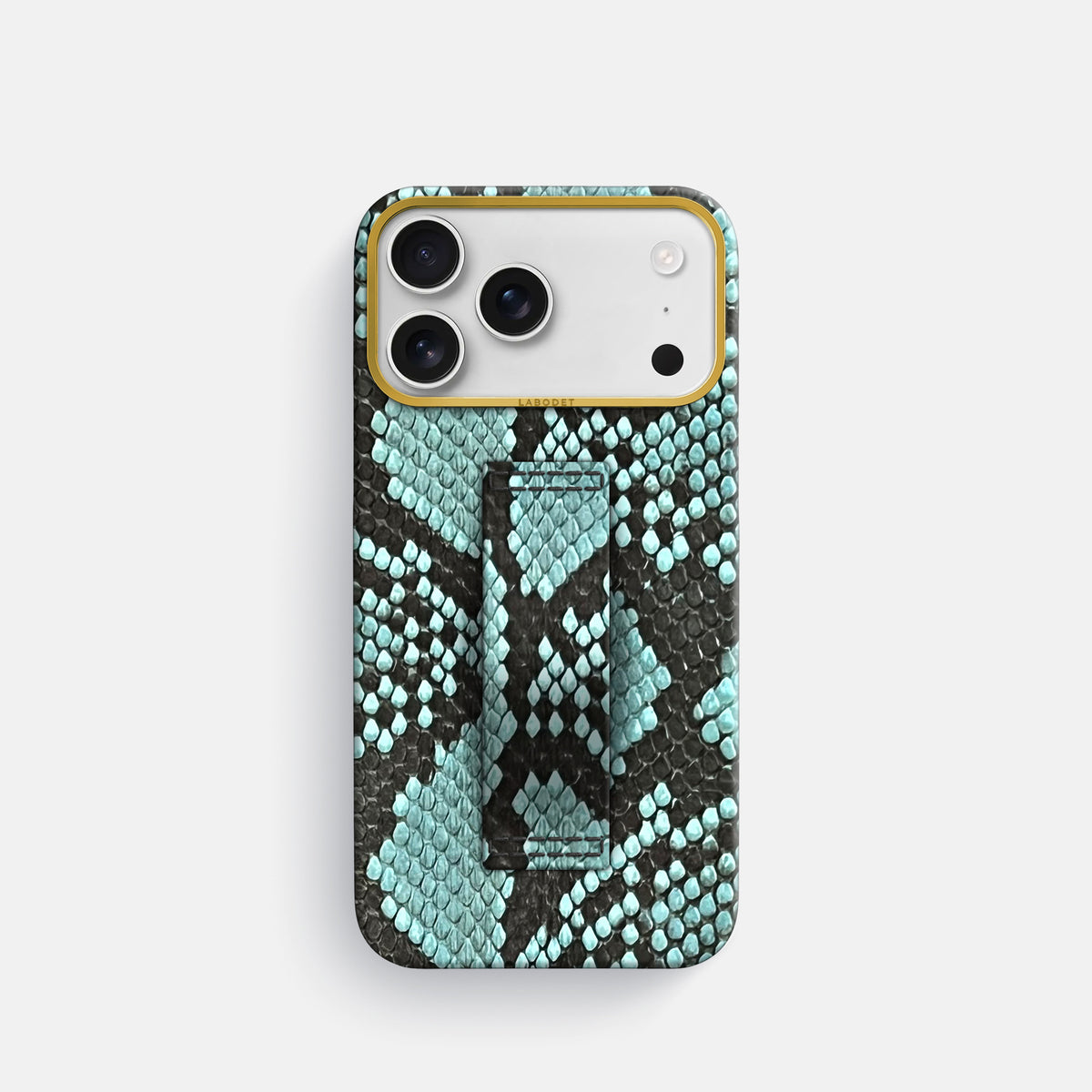 Finger Case For iPhone 17 Pro In Deluxe Python -1 | Blue-Lagoon-Gold