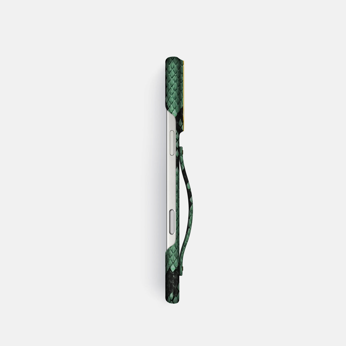 Finger Case For iPhone 17 Pro In Deluxe Python -3 | Forest-Green-Gold