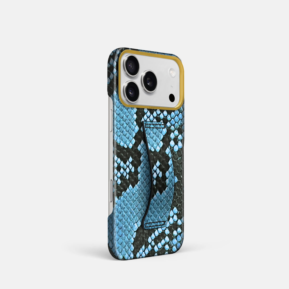 Finger Case For iPhone 17 Pro In Deluxe Python -2 | Pacific-Blue-Gold