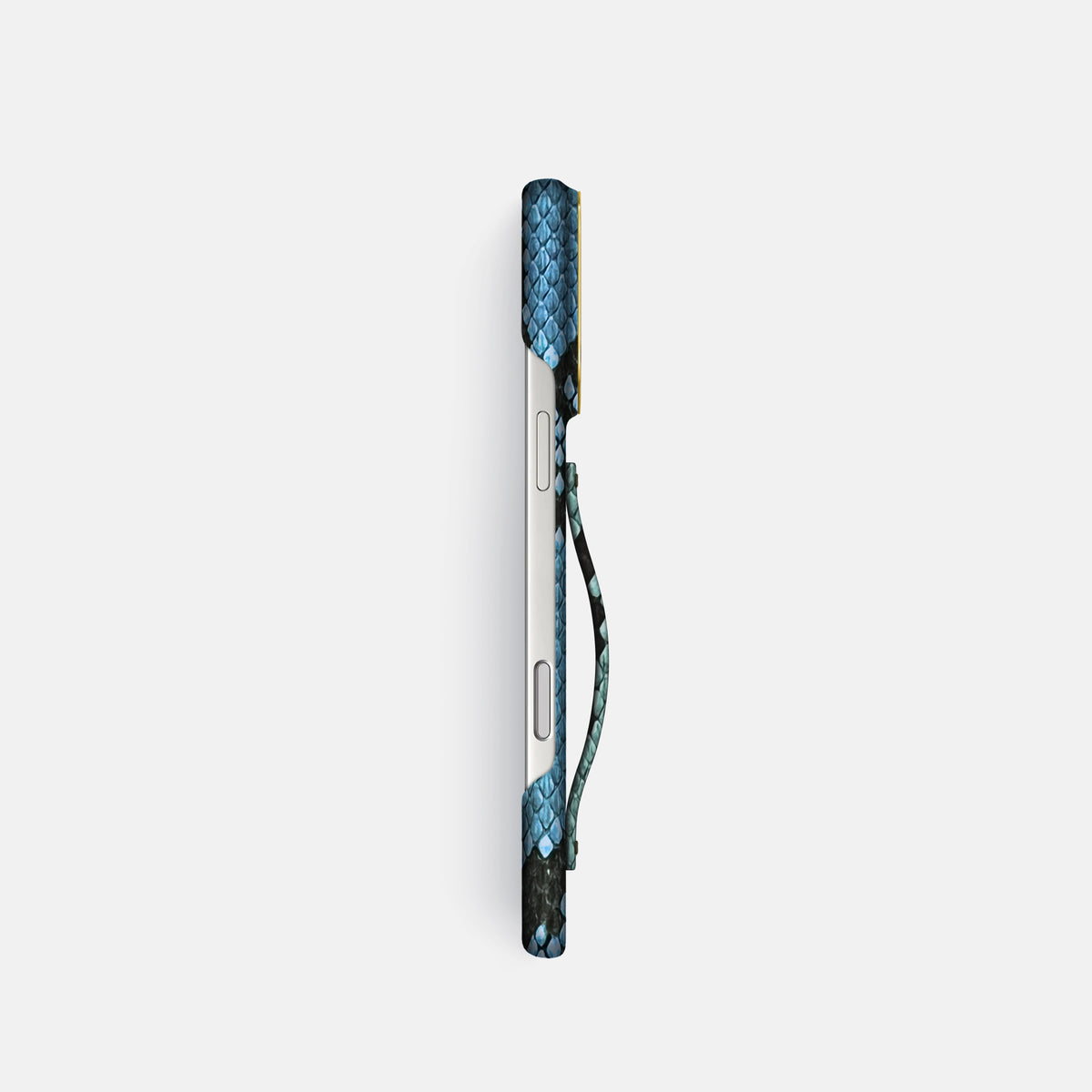 Finger Case For iPhone 17 Pro In Deluxe Python -3 | Pacific-Blue-Gold