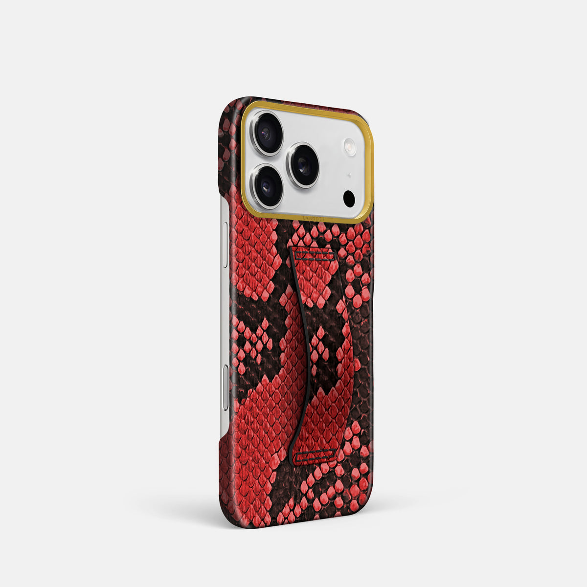 Finger Case For iPhone 17 Pro In Deluxe Python -2 | Red-Gold