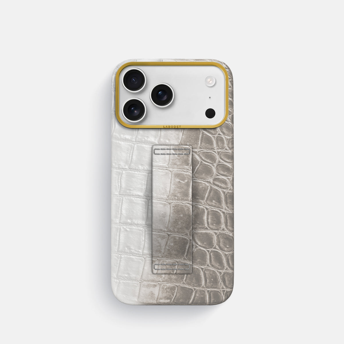 Finger Case For iPhone 17 Pro In Himalayan Crocodile -1 | Grey-Gold