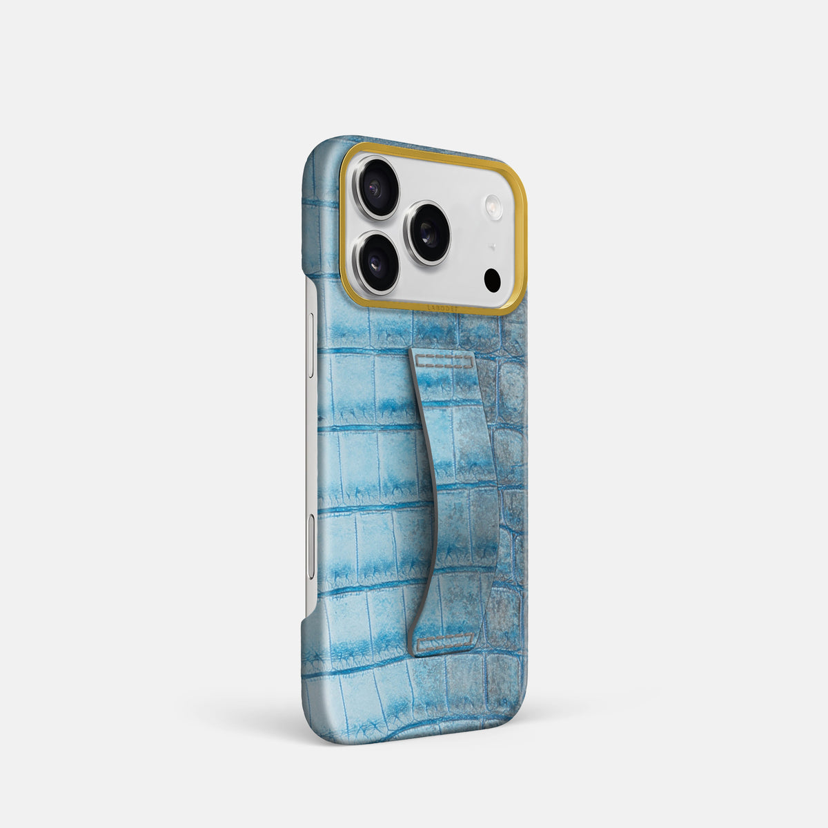 Finger Case For iPhone 17 Pro In Himalayan Crocodile -2 | Ice-Blue-Gold