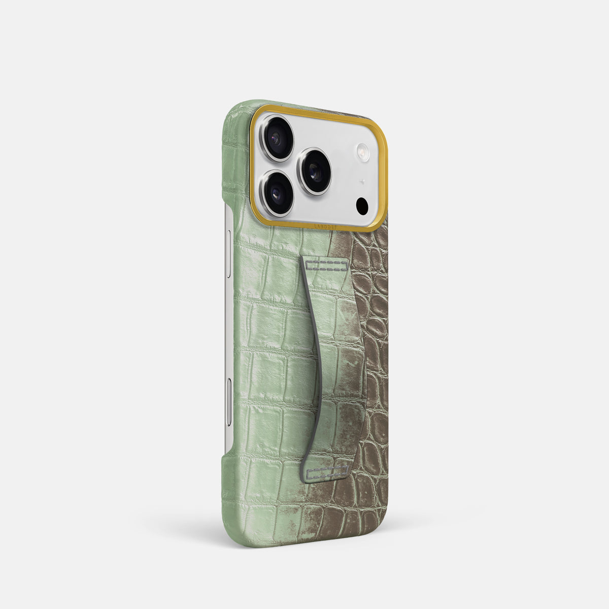 Finger Case For iPhone 17 Pro In Himalayan Crocodile -2 | Pistachio-Gold
