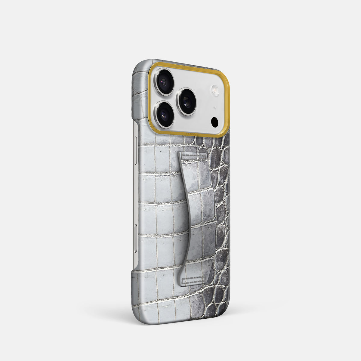 Finger Case For iPhone 17 Pro In Himalayan Crocodile -2 | Silver-Gold